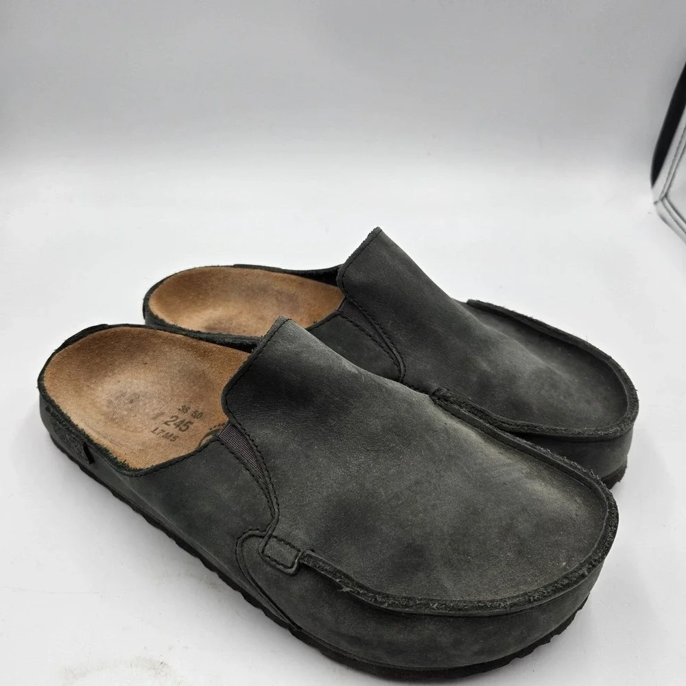 Birki's Birkenstock Naples Suede Clogs 38 L7 M5 Slip On Comfort‎ Footbed Shoe